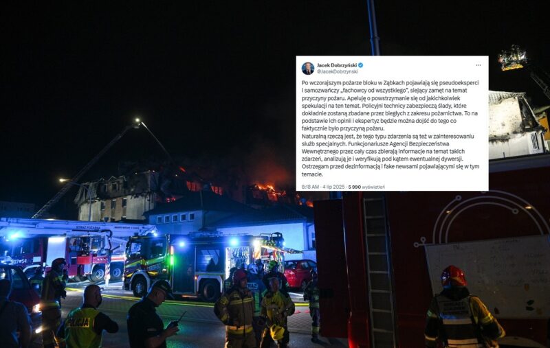 Rzecznik MSWiA nerwowo o pożarze w Ząbkach. „Siejący zamęt”